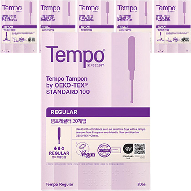 템포 오리지널 탐폰, 레귤러, 20개입, 6개