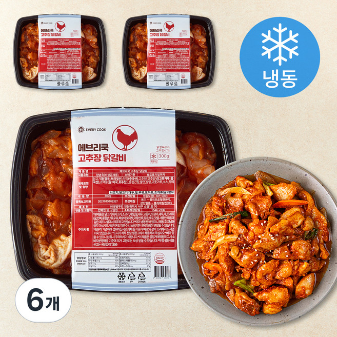 에브리쿡 고추장 닭갈비 (냉동), 300g, 6개