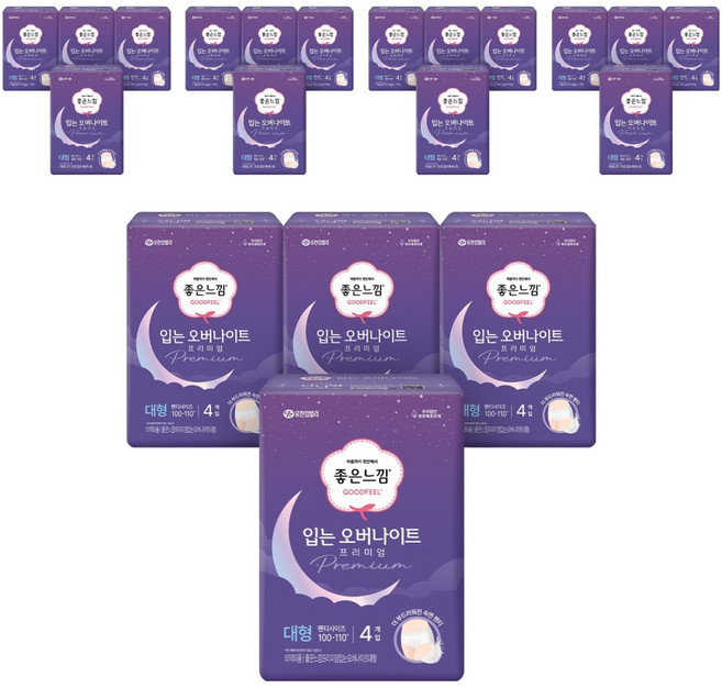 좋은느낌 프리미엄 입는 오버나이트, 대형, 4개입, 20개