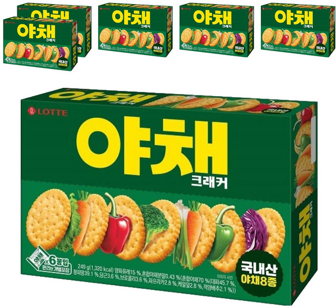 롯데웰푸드 야채 크래커, 249g, 6개