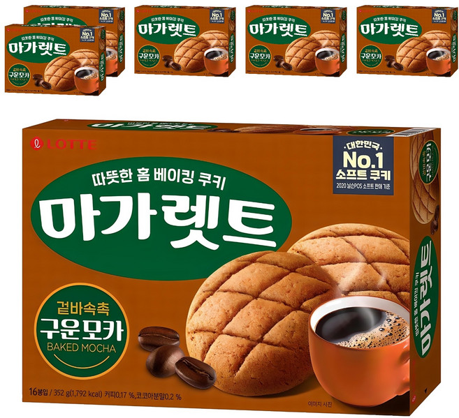 롯데웰푸드 마가렛트 구운모카, 352g, 6개