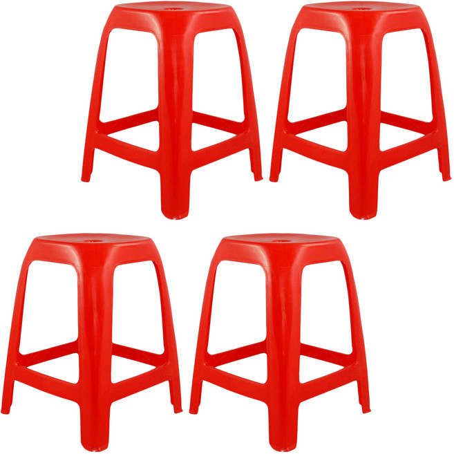 豪華點心椅 塑膠椅 4個, 紅色, 1組