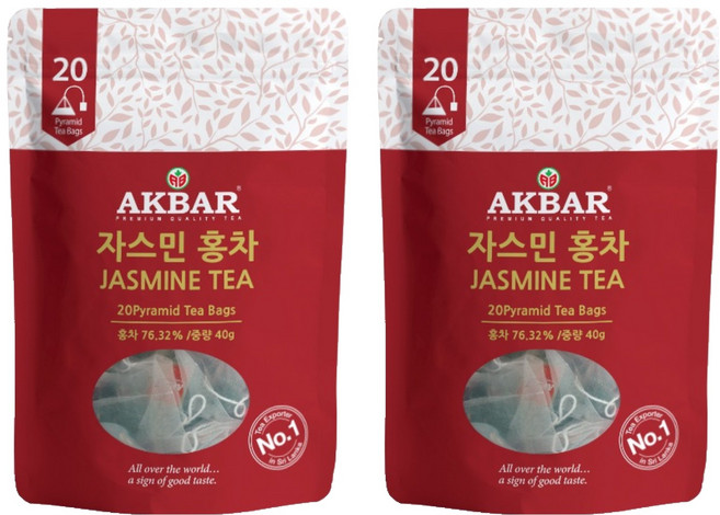 아크바 자스민 홍차 피라미드 티백, 2g, 20개입, 2개