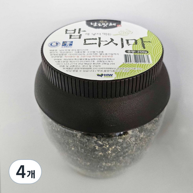 건강의섬완도 남도맛해 밥다시마, 250g, 4개