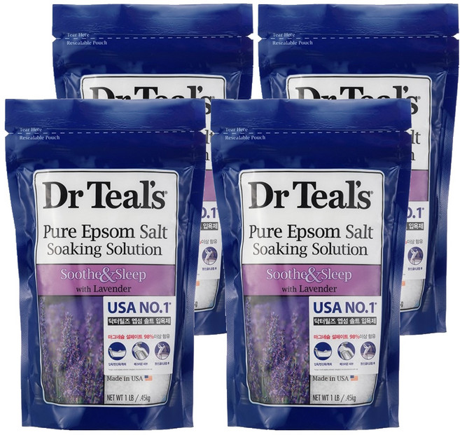 Dr Teal's 純瀉鹽薰衣草浸泡液, 450g, 4個
