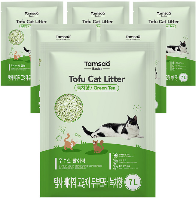 탐사 베이직 프리미엄 고양이 두부모래 7L (약 2.8kg), 녹차향, 6개