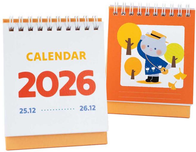 MUNID 2026 迷你插畫桌曆, 2個, 黃色
