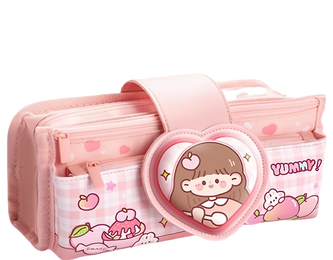 Couselect 多層紓壓筆袋/萌趣鉛筆盒, 1個, 桃桃茶話會 粉色