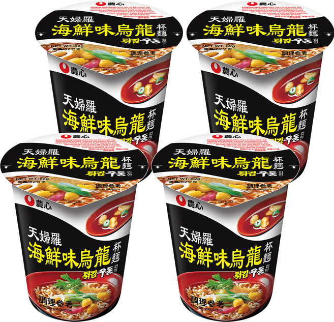 NONGSHIM 農心 天婦羅海鮮味 烏龍杯麵, 62g, 4入