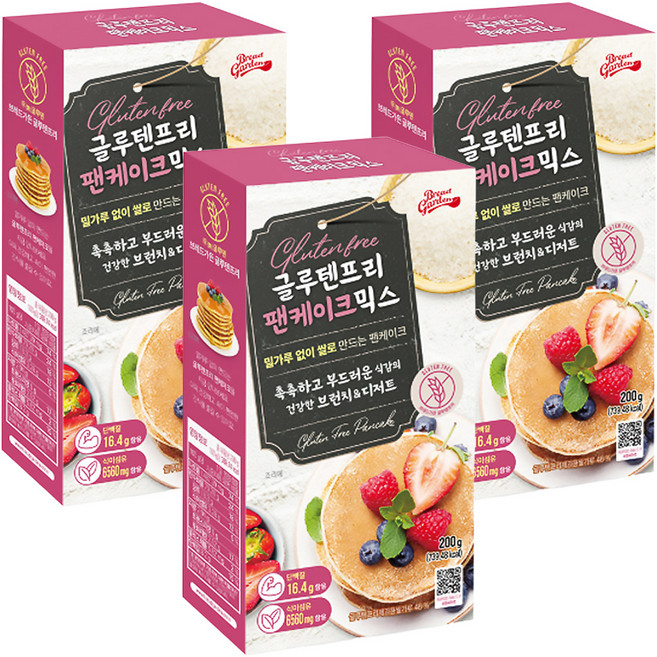 브레드가든 글루텐프리 팬케이크 믹스, 200g, 3개