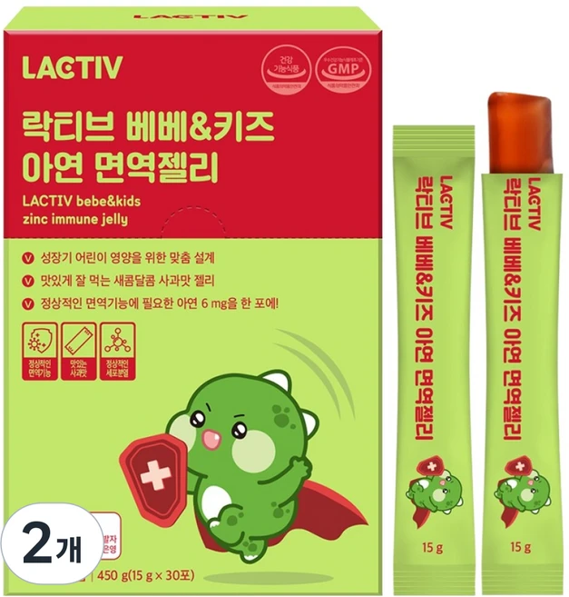 락티브 베베&키즈 아연 면역젤리 450g, 30회분, 2개 - 쿠팡