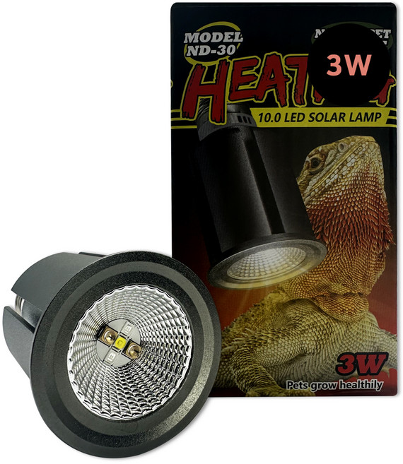 NOMOY PET 爬蟲類 LED 太陽燈 UVB 10.0 3W ND-30, 1個, 黑色