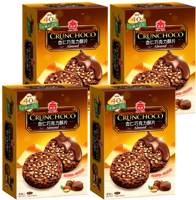 義美 杏仁巧克力酥片 牛奶巧克力, 140g, 4盒