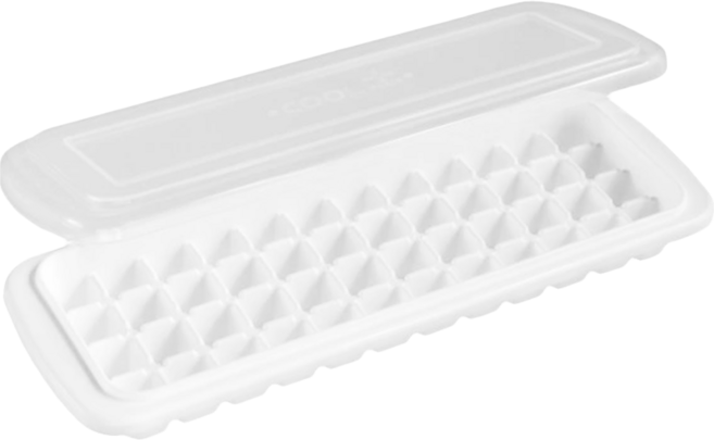 inomata 製冰盒 Set 48格 透明盒身 加蓋設計 有韌性, 1個, 白色