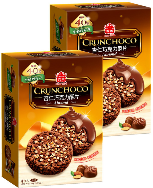 義美 杏仁巧克力酥片 牛奶巧克力, 140g, 2盒