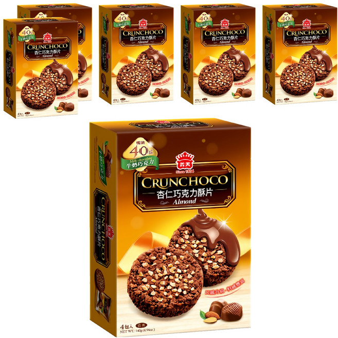 義美 杏仁巧克力酥片 牛奶巧克力, 140g, 6盒