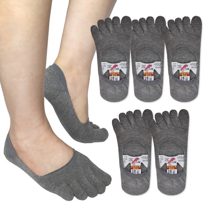 비버리힐스폴로클럽 여성용 페이크 무지 덧신 통풍 발가락양말 5족