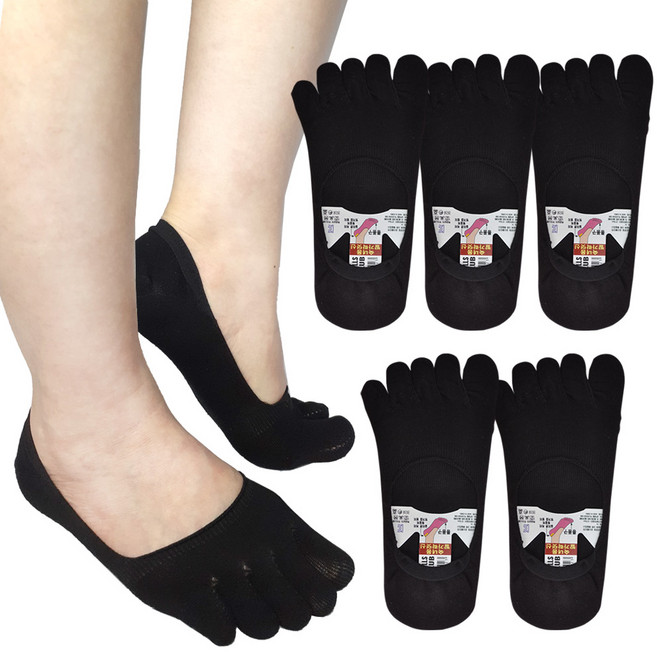 비버리힐스폴로클럽 여성용 페이크 무지 덧신 통풍 발가락양말 5족