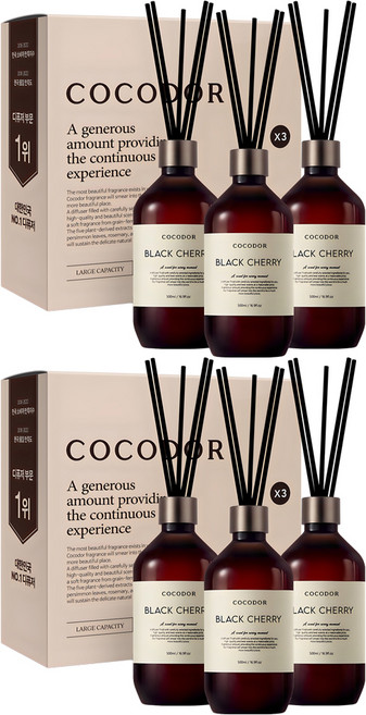코코도르 디퓨저 + 섬유스틱 7p, 블랙체리, 500ml, 6개