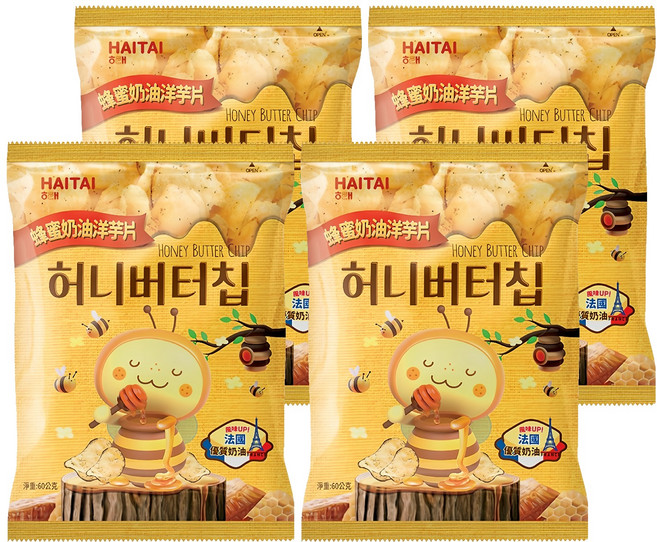 HAITAI 海太 蜂蜜奶油洋芋片, 60g, 4包