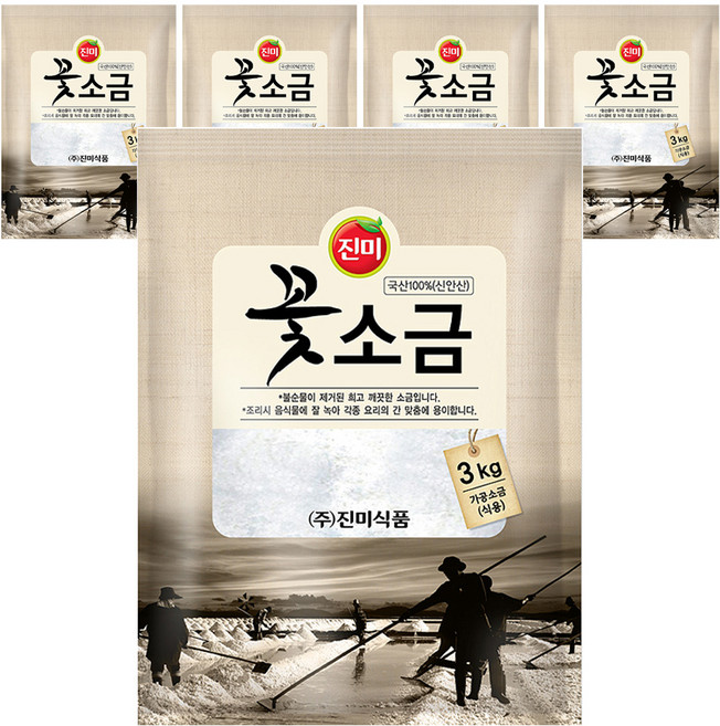 꽃소금, 3kg, 5개