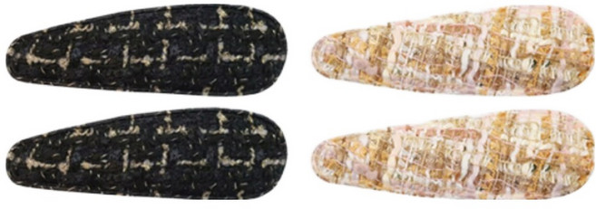 소리달 반카 트위드 고급 똑딱핀 머리핀 2종 2p 세트