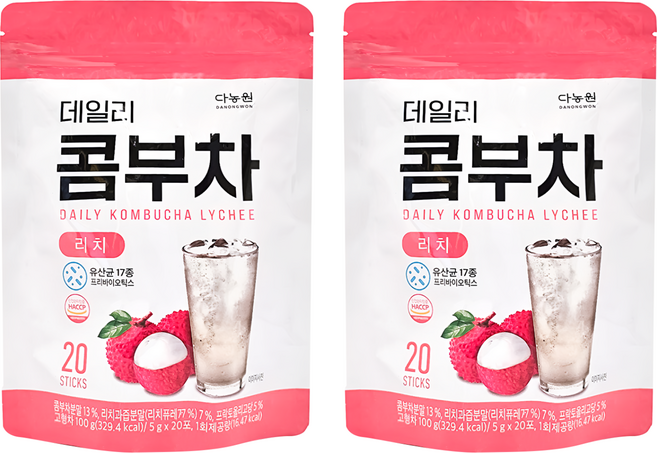 Danongwon 乳酸菌康普茶 荔枝, 5g, 20條, 2袋