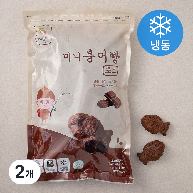 하이원푸드 미니 붕어빵 초코 (냉동), 1kg, 1개입, 2개