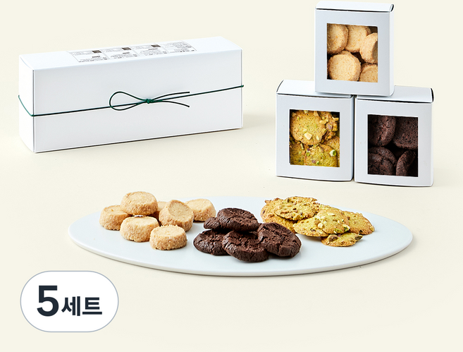 메종엠오 쿠키 사브레 바니유 110g + 사브레 쇼콜라 110g + 튜일 피스타슈 70g 선물세트, 290g, 1개입, 5세트