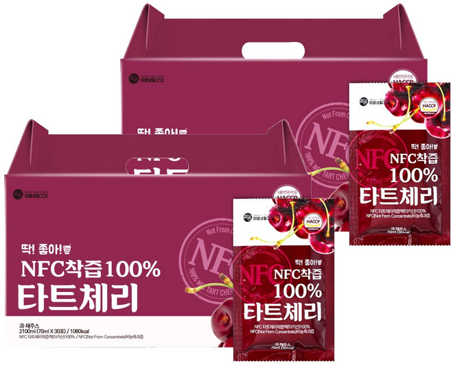 미쁨생활건강 딱좋아 NFC 착즙 타트체리즙, 70ml, 60개