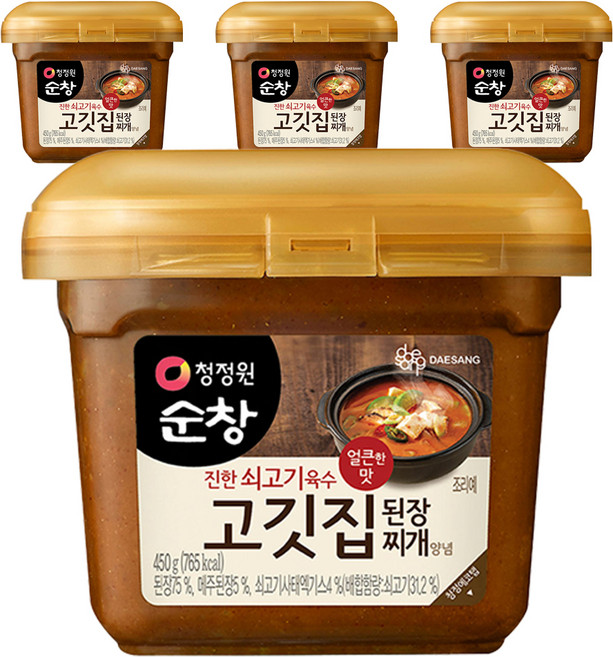 청정원순창 고깃집 된장찌개 양념, 450g, 4개