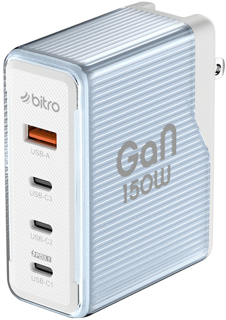 bitro GaN 150W 150W 4孔 急速快充 電源供應器 氮化鎵 寂靜藍