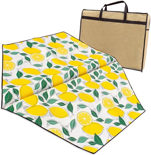 알뜨리 피크닉 매트 육각 양면 + 가방, 팬시레몬