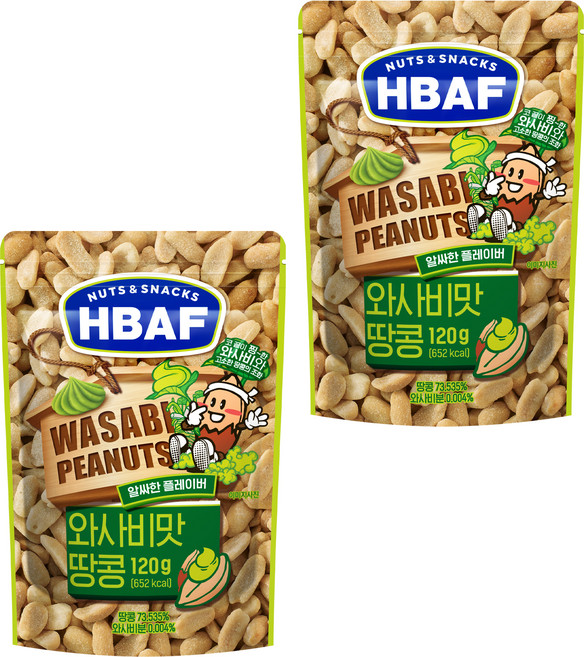바프 넛츠 앤 스낵스 와사비맛 땅콩, 120g, 2개