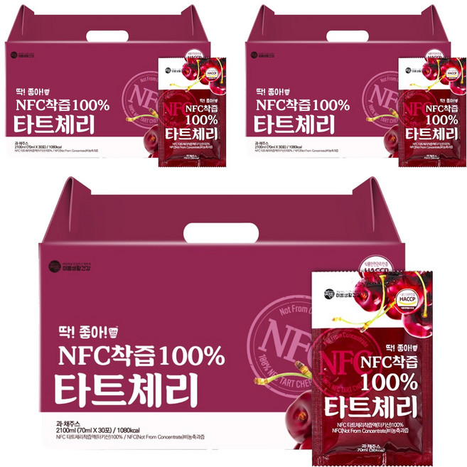 미쁨생활건강 딱좋아 NFC 착즙 타트체리즙, 70ml, 90개