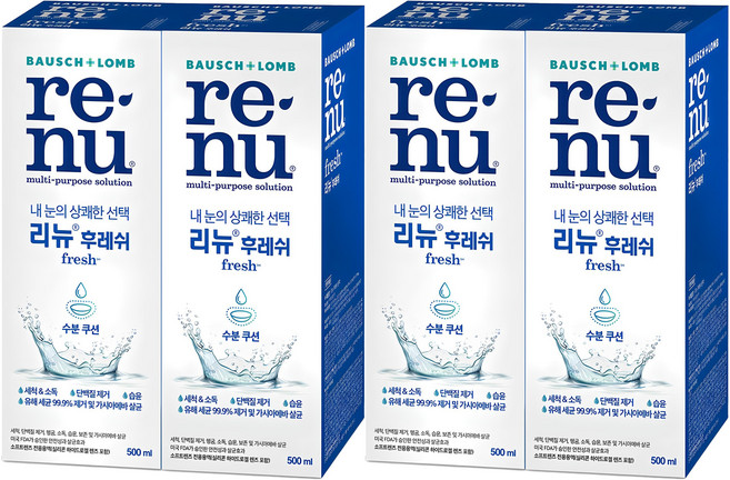 리뉴 후레쉬 렌즈 세정액, 500ml, 4개