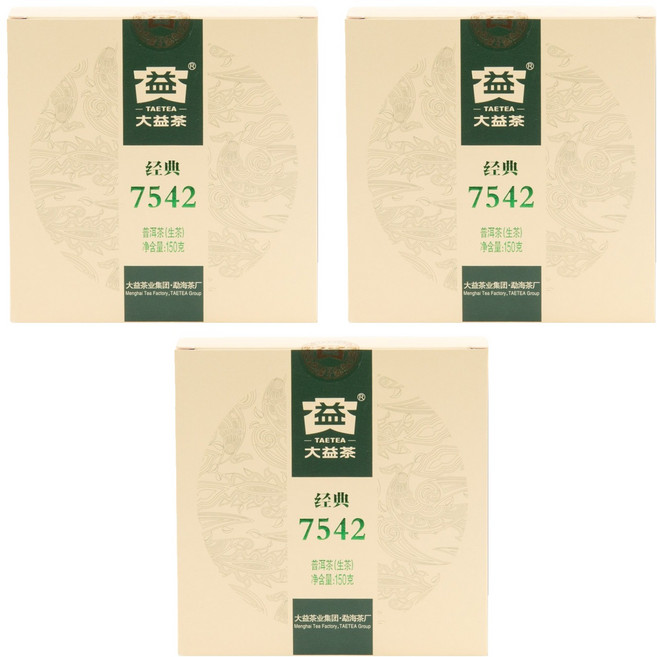 대익차 미니 보이차 경전 7542 생차, 150g, 1개입, 3개