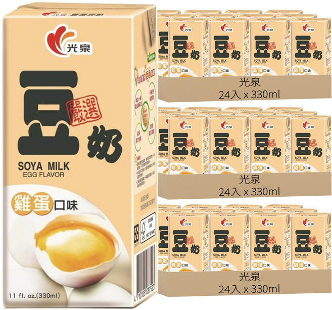 光泉 雞蛋豆奶, 330ml, 72瓶