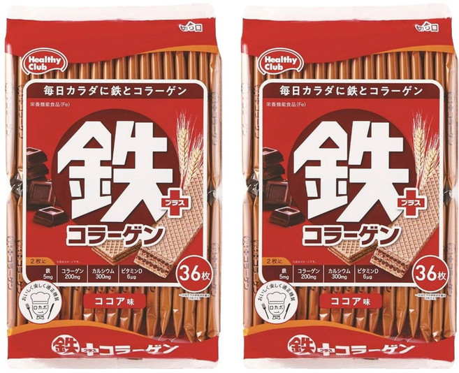 Healthy Club 鐵威化餅乾 可可風味 36包, 255.6g, 2袋