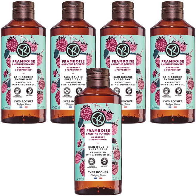 YVES ROCHER 伊夫黎雪 Energizing沐浴露 覆盆子薄荷香, 5瓶, 400ml