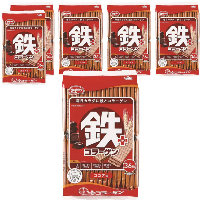 Healthy Club 鐵威化餅乾 可可風味 36包, 6袋, 255.6g
