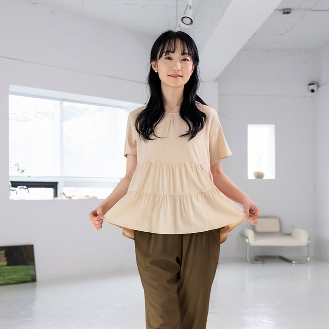 안나앤코 여성용 레이온 반팔 캉캉 블라우스