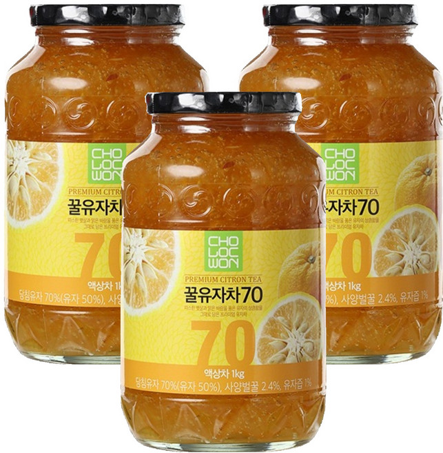 초록원 꿀유자차70, 1kg, 1개입, 3개