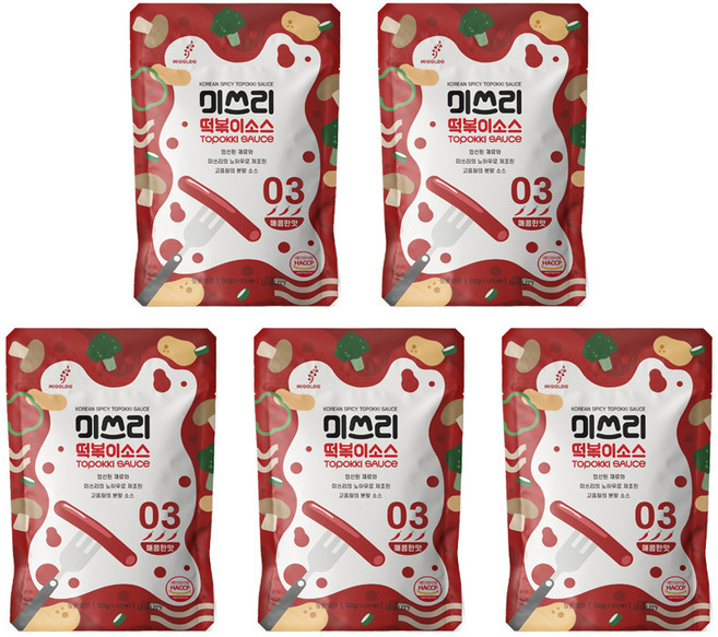 미쓰리 떡볶이소스 03단계 매콤한맛, 50g, 5개
