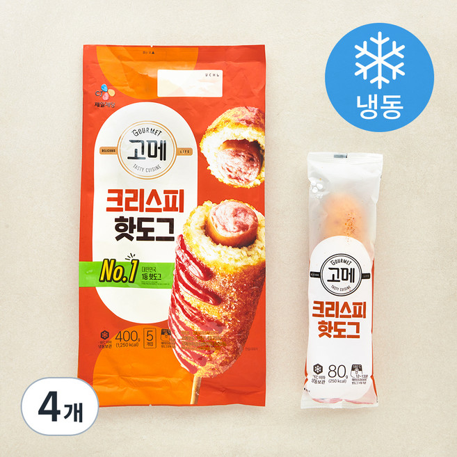 고메 크리스피 핫도그 (냉동), 80g, 5개입, 4개