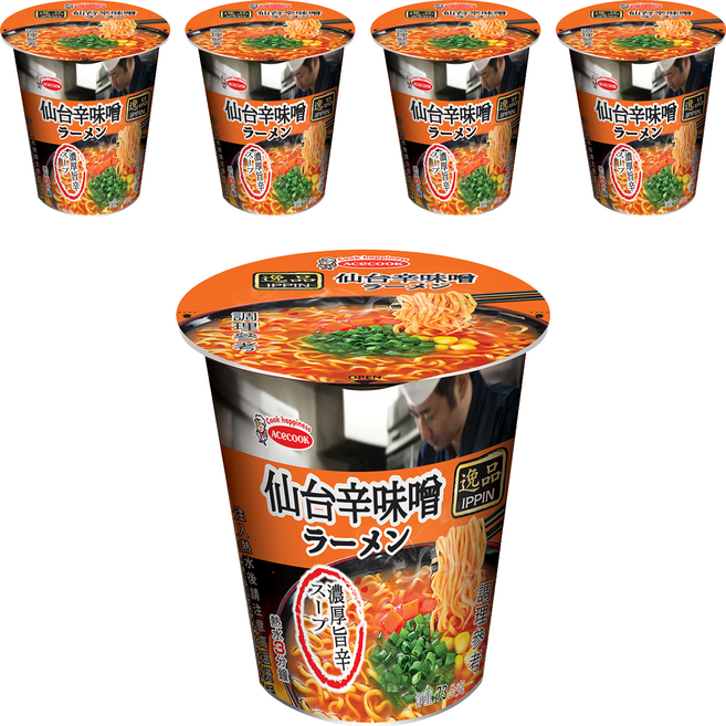AceCOOK IPPIN 逸品 仙台辛味噌風味麵 73g, 5入