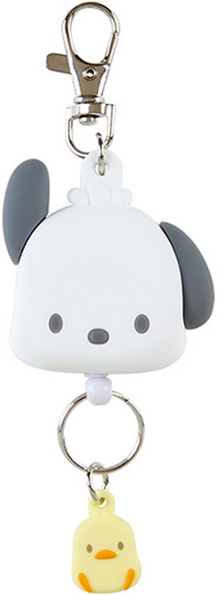 三麗鷗 立體矽膠造型伸縮鑰匙圈, 帕洽狗 黑色 + 白色 + 黃色, 1個