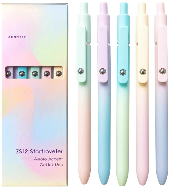 위드스타 번지지 않는 퀵 드라이 젤펜 5종 세트, 1세트, 혼합색상