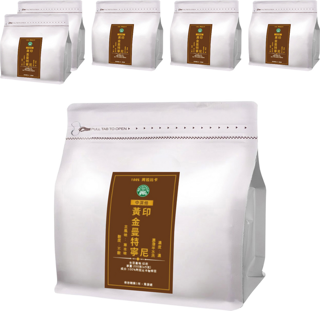 eCOFFEE 壹咖啡 精品莊園 印尼 黃金曼特寧, Whole Bean, 200g, 6包
