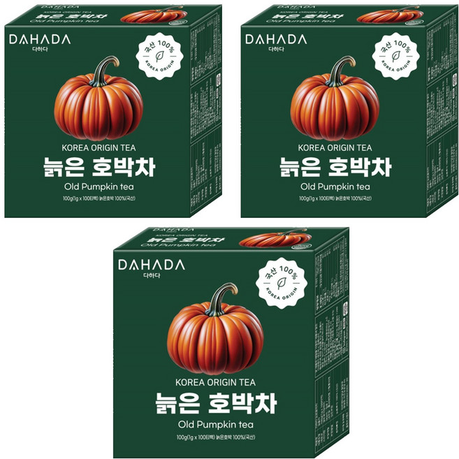 다하다 늙은 호박차, 1g, 100개입, 3개